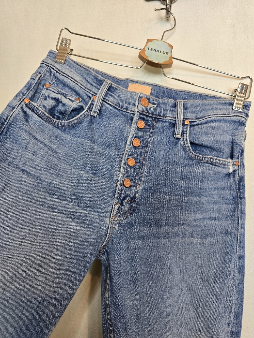 MOTHER The Pixie Tomcat Crop Jeans Size 29 Not Cut & Pasted Distressed - Picture 9 of 13